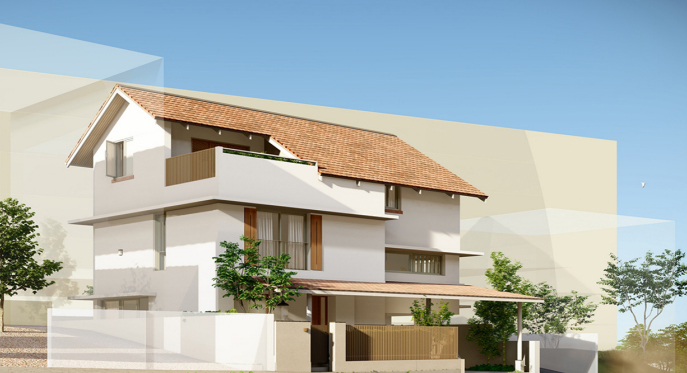 Contemporary two-storey home under finishing, Balaramapuram