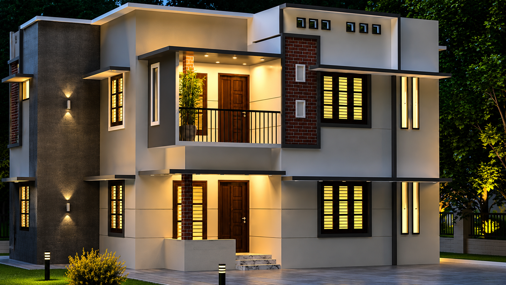 Balaramapuram residence exterior with carport canopy