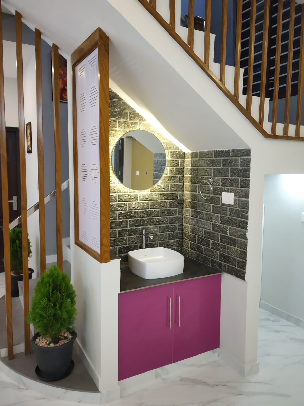 Marble foyer and staircase, Peyad residence