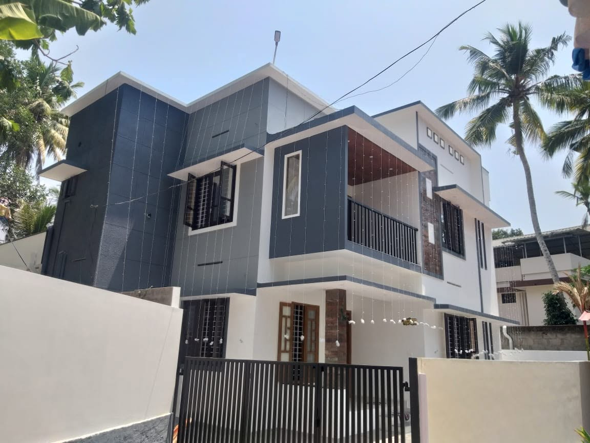 Contemporary two-storey home under finishing, Sreekariyam